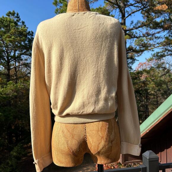 Vintage 50s Neutral Tone Cashmere Cardigan Sweater - Picture 4 of 7